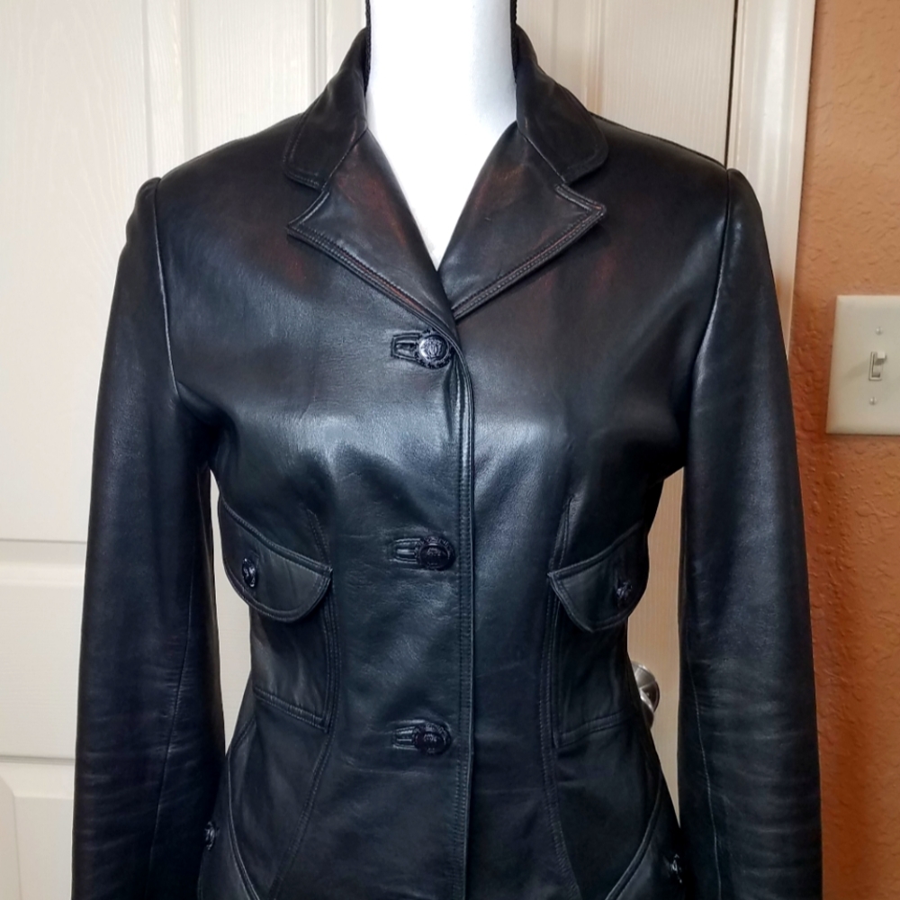 Gianni Versace Vintage Black Leather Jacket